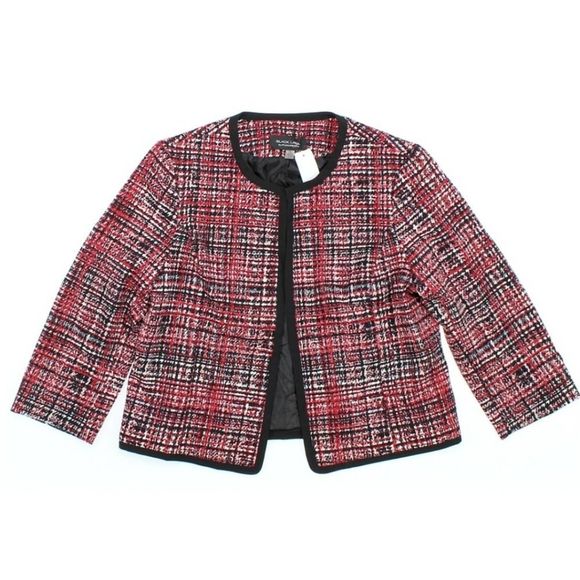 Evan Picone Black Label Suit Jacket Blazer 14 Red Multi - Picture 2 of 10